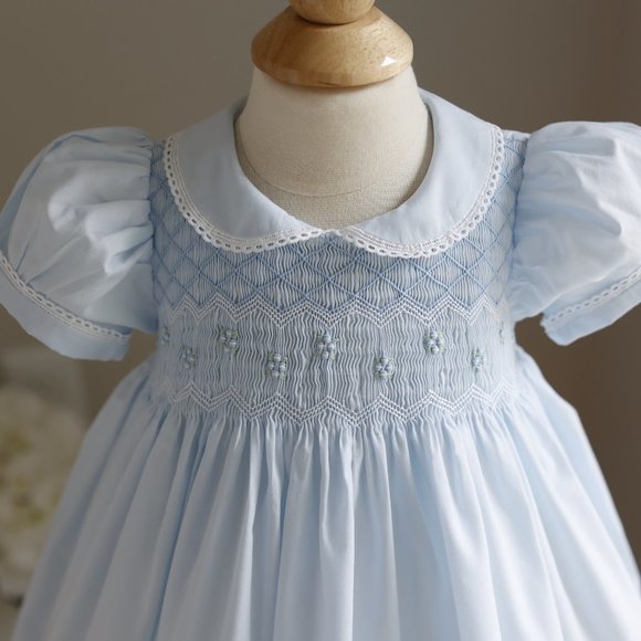 RARE Blue Smocked Dress Heirloom Feltman Brothers PERFECT CONDITION Like New - Picture 5 of 9